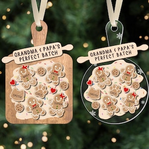 Personalized Gingerbread Christmas Ornament 3D, Gifts for Grandma, Cookie Ornament, Custom Ornament with Grandkids Name, Family Keepsake
