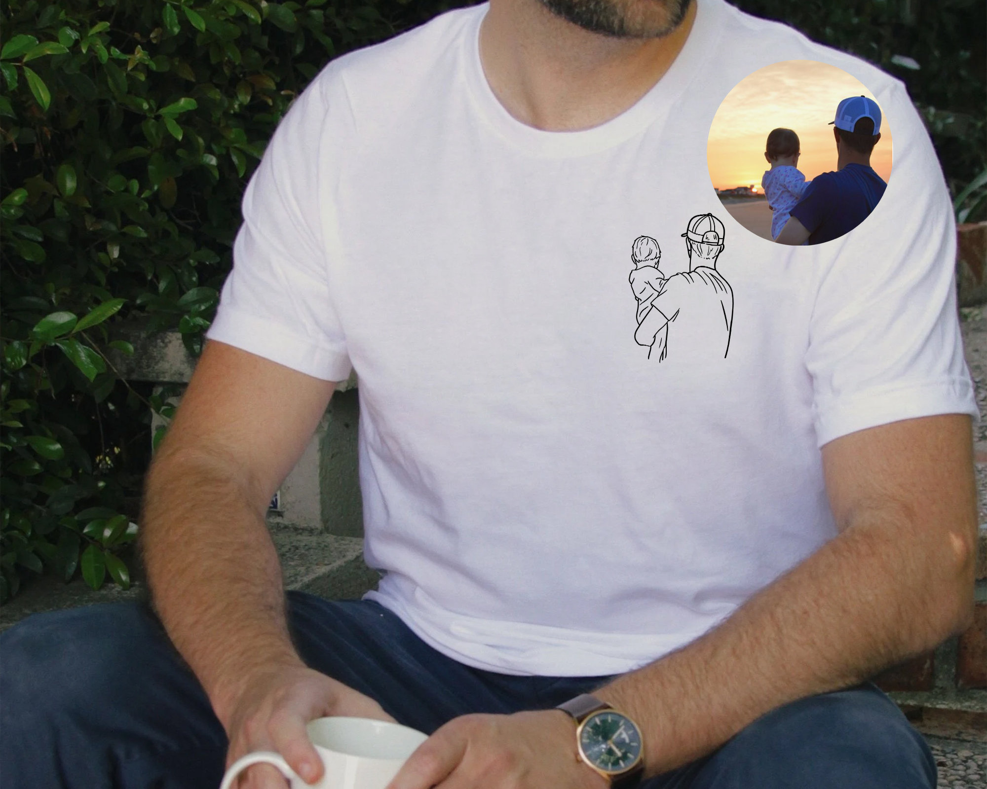 Camiseta Personalizada con Foto Papá y Hijos Vintage Regalo para Día del Padre, Diseño Personalizable
