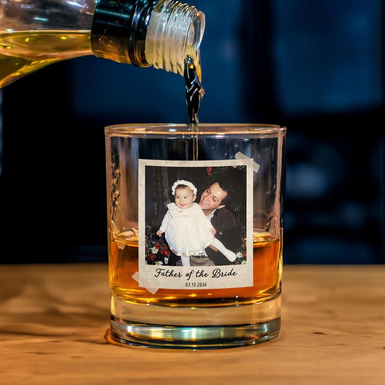 Personalized Photo Whiskey Glass, Father's Day Gift image 9