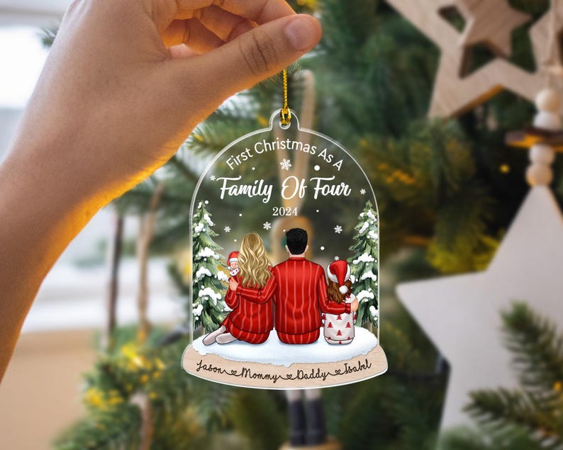 Custom Family Ornament 2024, Fist Christmas As A Family Of Four, Family Christmas Ornaments, Family Keepsake Personalized, Family Gift image 10
