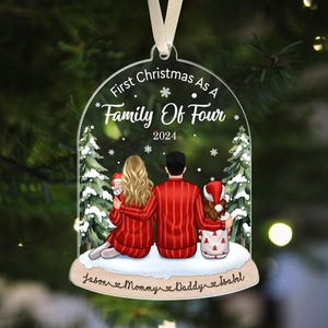 Custom Family Ornament 2024, Fist Christmas As A Family Of Four, Family Christmas Ornaments, Family Keepsake Personalized, Family Gift image 5