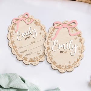 Personalized Baby Announcement Sign, Birth Stats, 3D Wood image 5