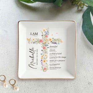 Baptism Gift Girl, Custom Baptism Ring Dish, Christening Gifts Girl, Jewelry Tray For Goddaughter, Gift from Godparents, Dedication Gift image 7