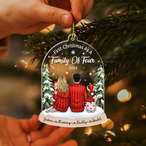 Custom Family Ornament 2024, Fist Christmas As A Family Of Four, Family Christmas Ornaments, Family Keepsake Personalized, Family Gift image 11