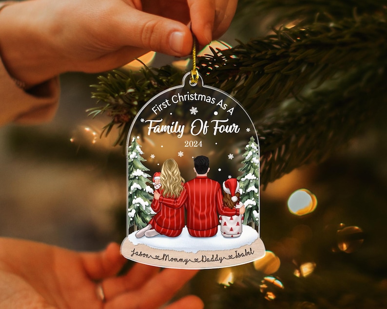 Custom Family Ornament 2024, Fist Christmas As A Family Of Four, Family Christmas Ornaments, Family Keepsake Personalized, Family Gift image 11