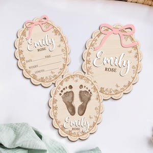 Personalized Baby Announcement Sign, Birth Stats, 3D Wood image 12