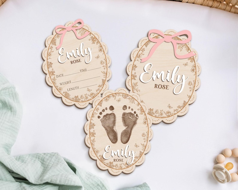 Personalized Baby Announcement Sign, Birth Stats, 3D Wood image 12
