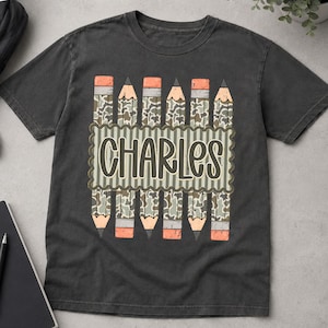 Personalized Back to School Shirt for Boy, Custom Name Pencil Shirt, Camo Pencil Kids Tee, Kindergarten First Day Shirt, Preschool Boy Shirt image 8