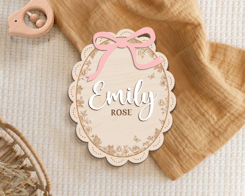 Personalized Baby Announcement Sign, Birth Stats, 3D Wood image 9