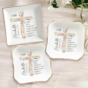 Baptism Gift Girl, Custom Baptism Ring Dish, Christening Gifts Girl, Jewelry Tray For Goddaughter, Gift from Godparents, Dedication Gift image 6