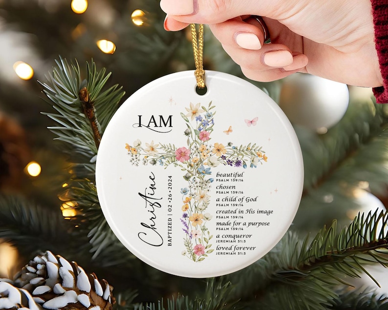 Baptism Gift Girl, Custom Baptism Ring Dish, Christening Gifts Girl, Jewelry Tray For Goddaughter, Gift from Godparents, Dedication Gift Ornament - Round