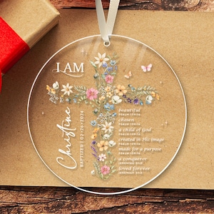 Baptism Gift Girl, Personalized Baptism Ornament, Custom Baptism Keepsake, Goddaughter Gift, Christening Gifts Girl, Dedicated Gift image 8