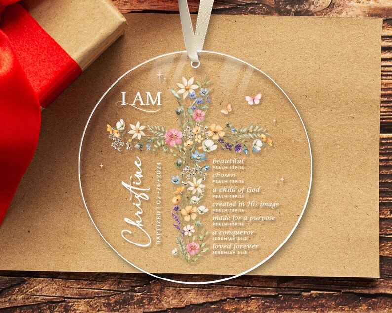 Baptism Gift Girl, Personalized Baptism Ornament, Custom Baptism Keepsake, Goddaughter Gift, Christening Gifts Girl, Dedicated Gift image 8