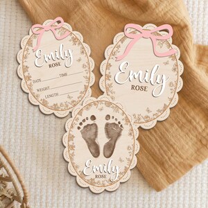 Personalized Baby Announcement Sign, Birth Stats, 3D Wood image 8