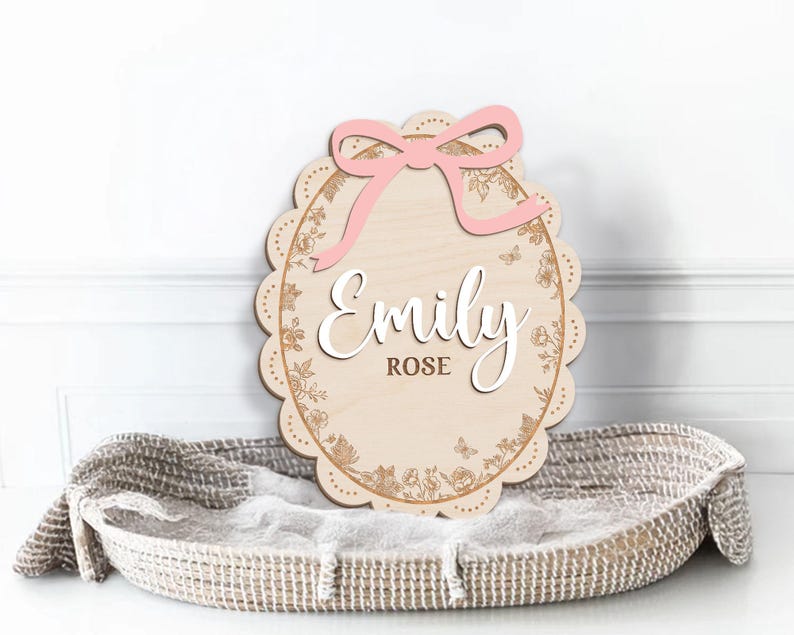 Personalized Baby Announcement Sign, Birth Stats, 3D Wood image 6