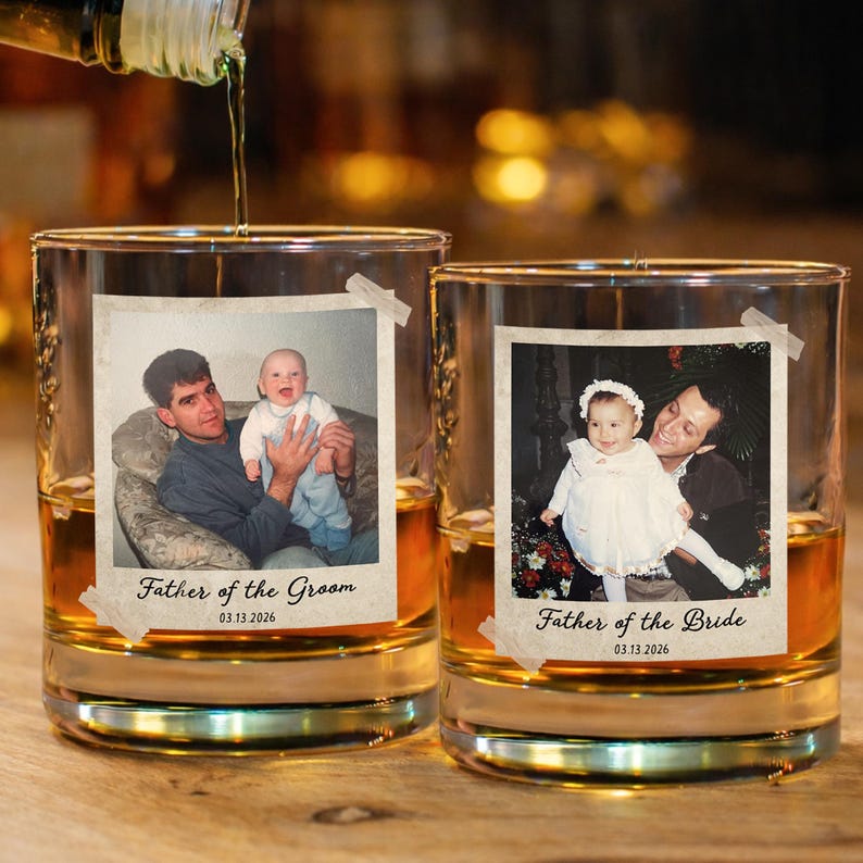 Personalized Photo Whiskey Glass, Father's Day Gift image 1