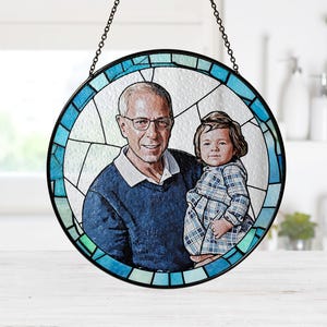 Personalized Dad Portrait Stained Glass Suncatcher, Father's Day Gift image 8