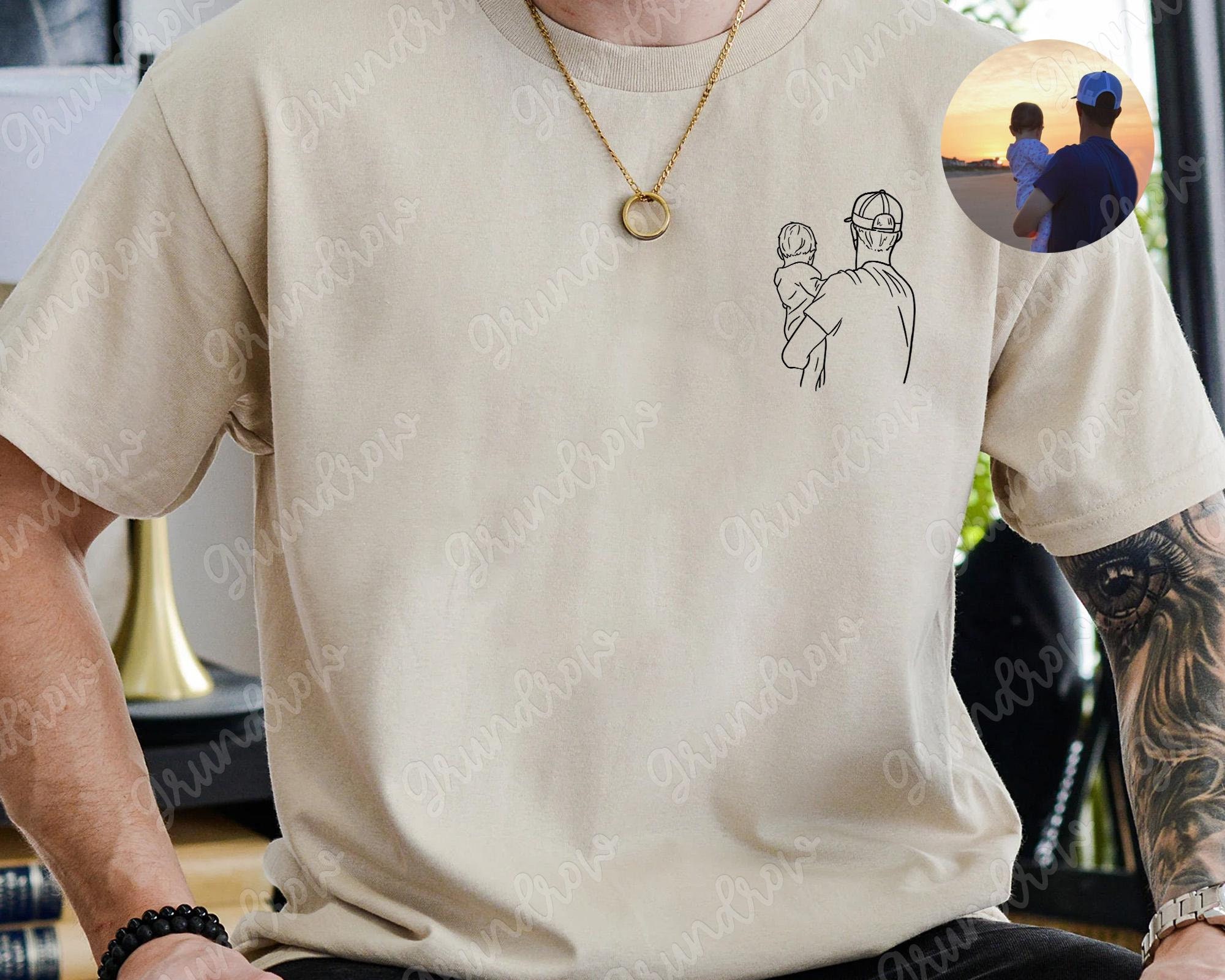 Camiseta Personalizada con Foto Papá y Hijos Vintage Regalo para Día del Padre, Diseño Personalizable