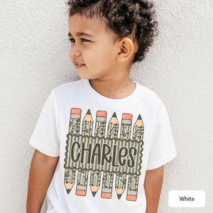 Personalized Back to School Shirt for Boy, Custom Name Pencil Shirt, Camo Pencil Kids Tee, Kindergarten First Day Shirt, Preschool Boy Shirt image 12