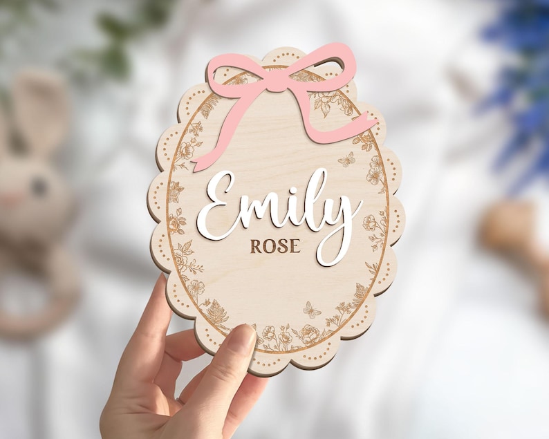 Personalized Baby Announcement Sign, Birth Stats, 3D Wood image 4