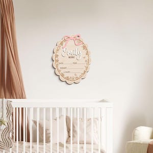 Personalized Baby Announcement Sign, Birth Stats, 3D Wood image 7