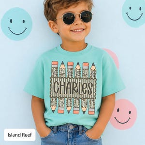 Personalized Back to School Shirt for Boy, Custom Name Pencil Shirt, Camo Pencil Kids Tee, Kindergarten First Day Shirt, Preschool Boy Shirt image 10