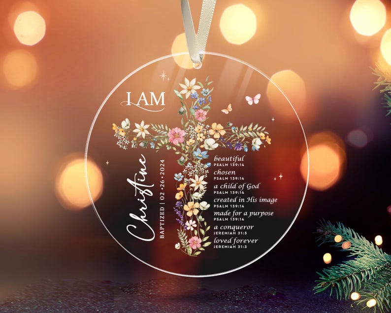 Baptism Gift Girl, Personalized Baptism Ornament, Custom Baptism Keepsake, Goddaughter Gift, Christening Gifts Girl, Dedicated Gift image 7