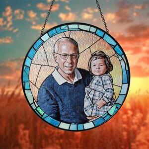 Personalized Dad Portrait Stained Glass Suncatcher, Father's Day Gift image 6