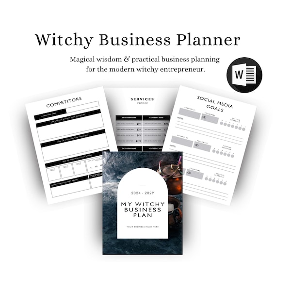 de Plan d'affaires Microsoft Word | Planificateur d'affaires Witchy | Modèle de plan d'affaires magique | Commencer une entreprise spirituelle