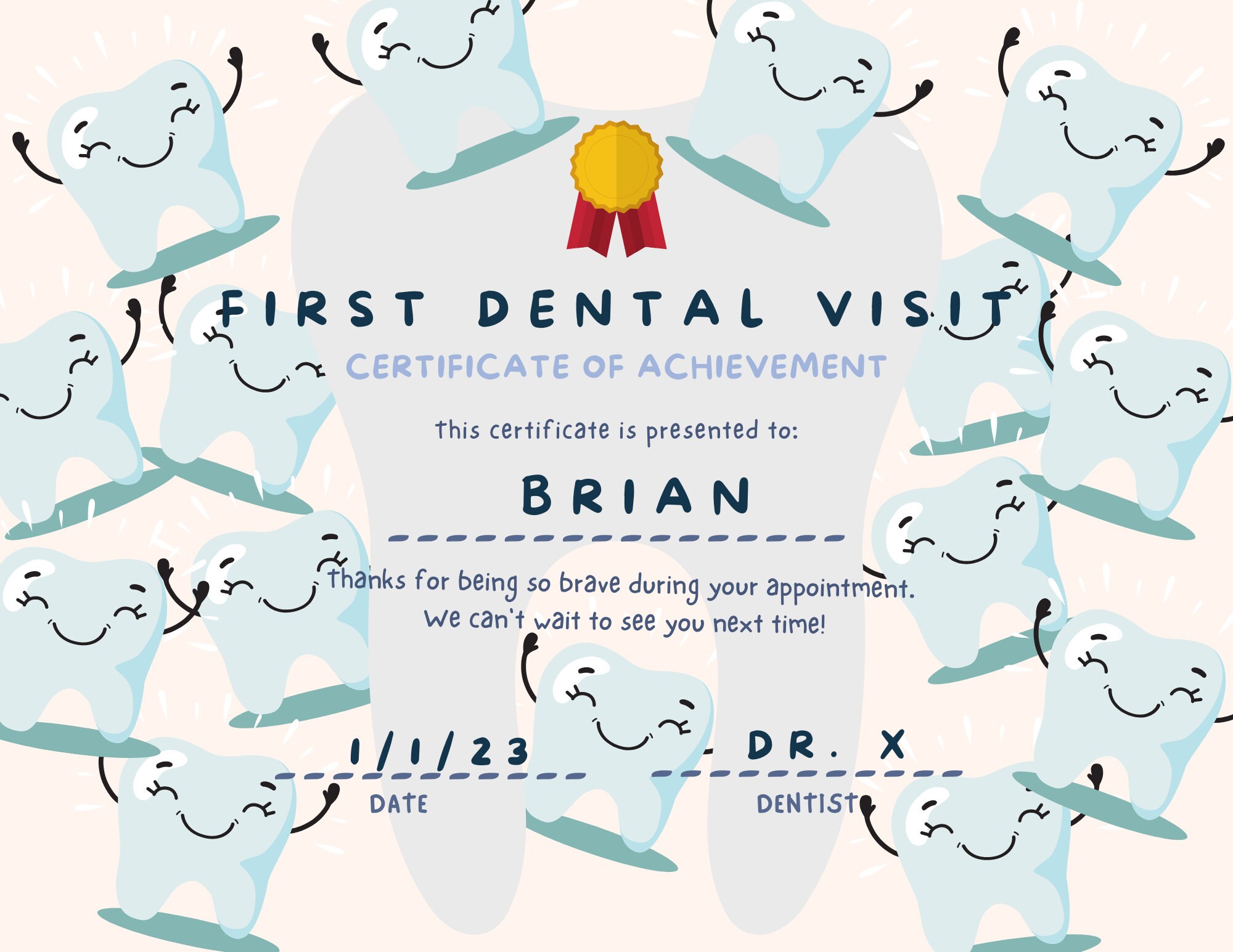First Dental Visit Certificate Editable Digital Download Etsy First Dental Visit Certificate Editable Digital Download Etsy