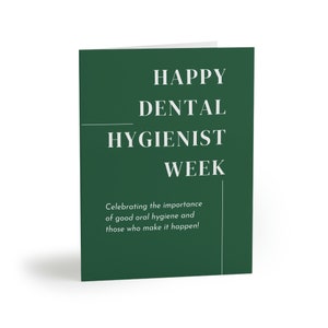 Cartões comemorativos verdes de agradecimento à higiene dental (8, 16 e 24 unidades)