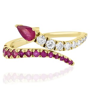 18K Gold Snake Ring: Ruby, Diamond Serpent Jewelry