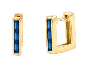 ブルーサファイアフープイヤリング マイクロパヴェゴールド 14K-18K