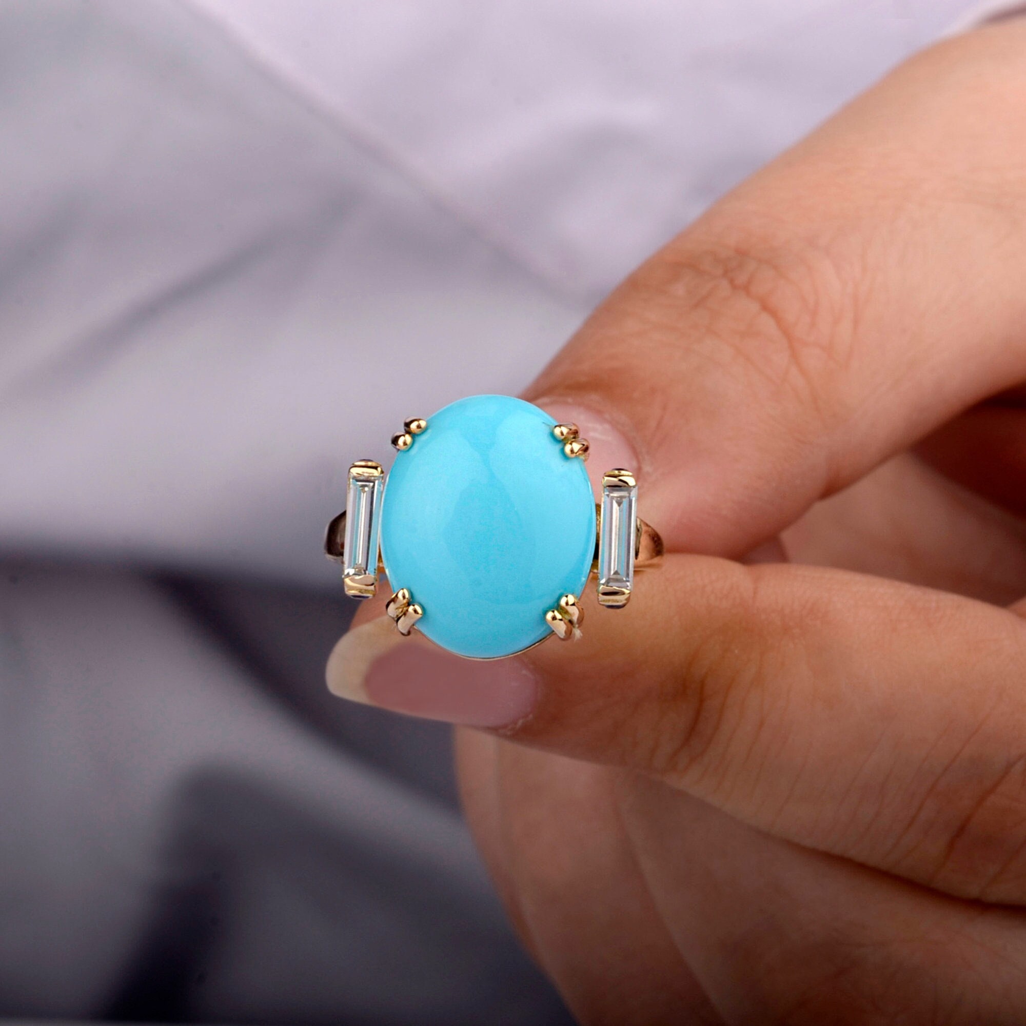 Arizona Turquoise 18K Gold Statement Ring: Chunky Dome Design - Etsy