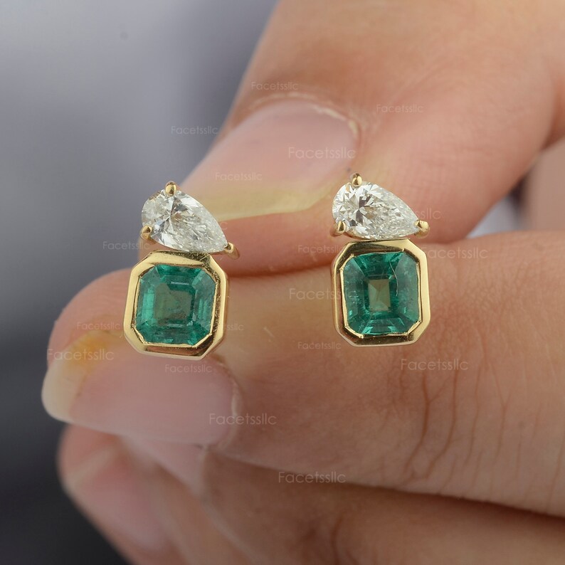 Square cut emerald earrings Clearance