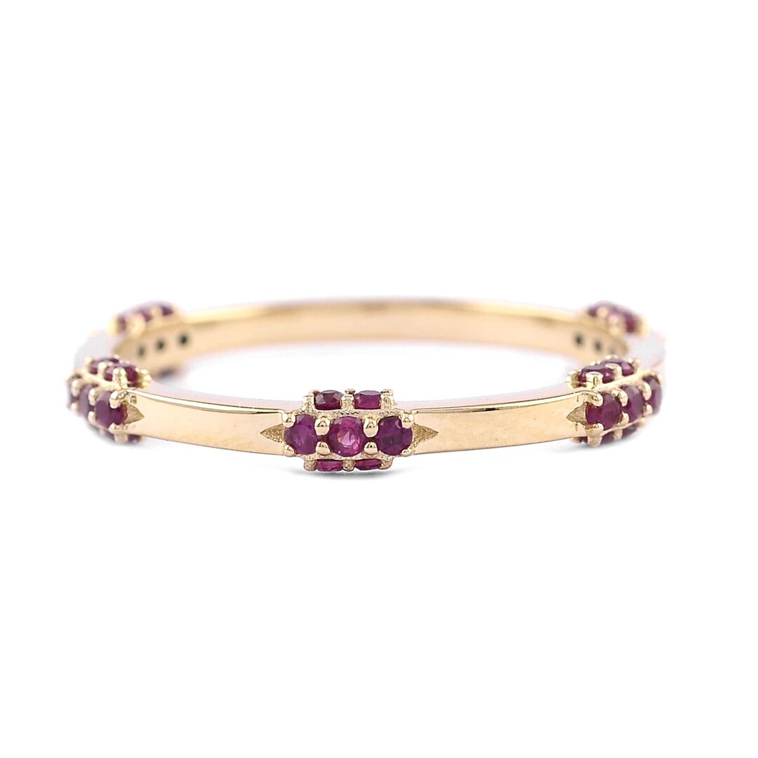 gold ruby ring stackable gold ring july ring natural... 14K Solid Gold Ruby Ring: Genuine July Birthstone Stackable Band. - Etsy