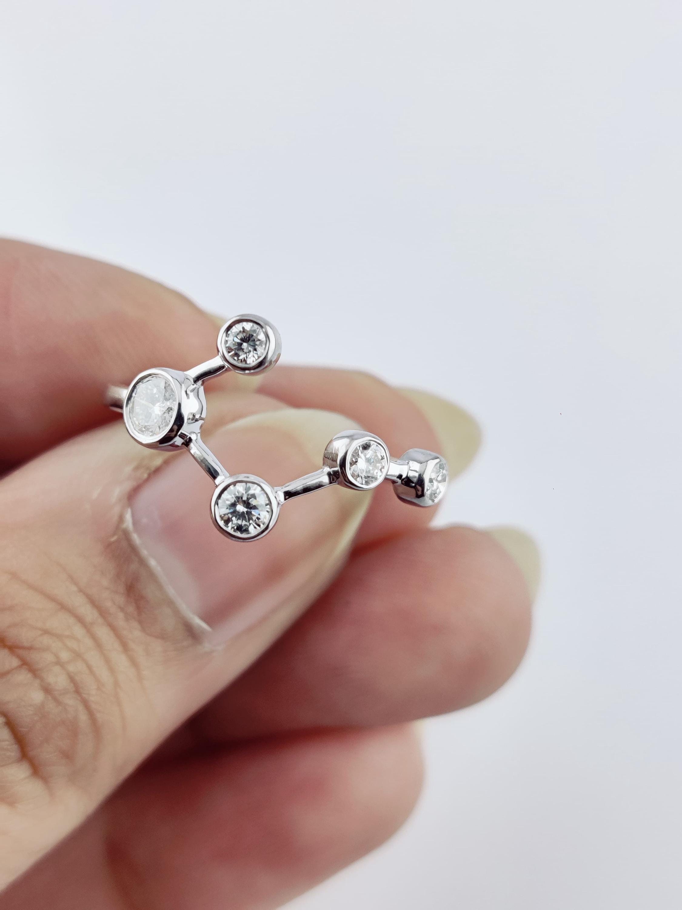 14k Solid Gold Diamond Constellation Ring: Personalized Zodiac Jewelry ...