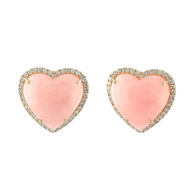 So Wavy 18K Gold Opal Heart Stud Earrings