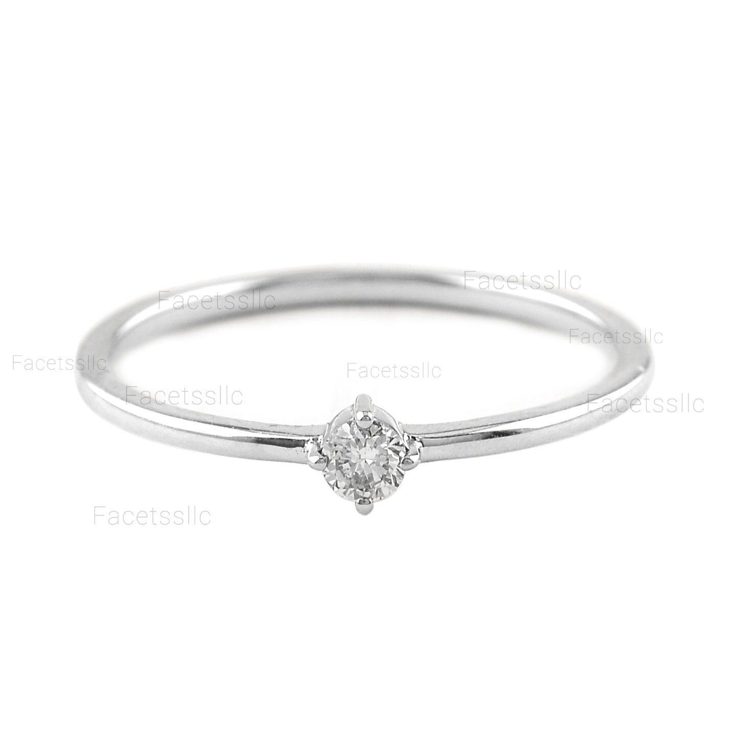 Diamond Ring/ 14K Gold Simple Diamond Ring/ 3 MM Genuine Solitaire