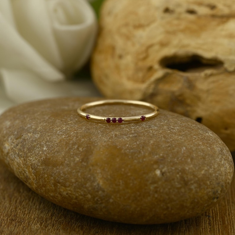 Ruby Stackable Ring: 10K Solid Gold, July Birthstone Band image 6