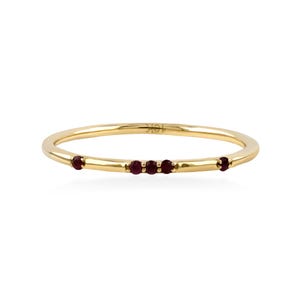 Ruby Stackable Ring: 10K Solid Gold, July Birthstone Band