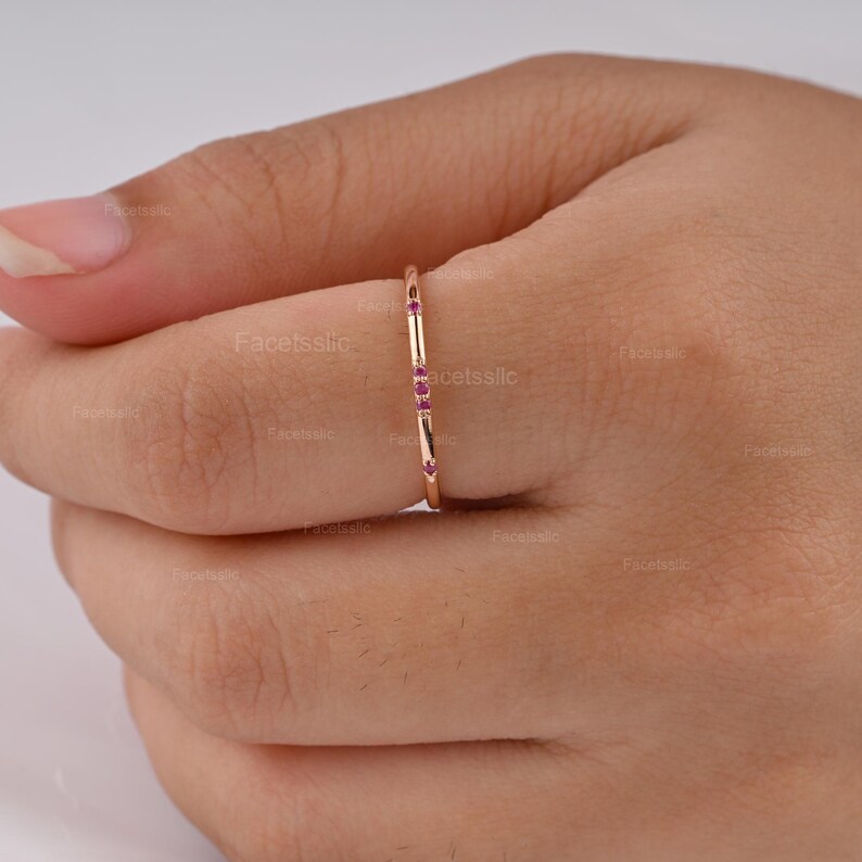 Ruby Stackable Ring: 10K Solid Gold, July Birthstone Band image 2