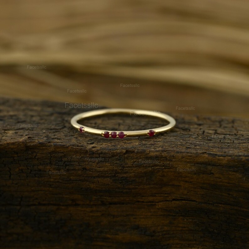 Ruby Stackable Ring: 10K Solid Gold, July Birthstone Band image 12