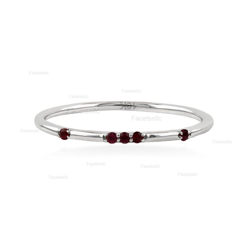 Ruby Stackable Ring: 10K Solid Gold, July Birthstone Band image 16