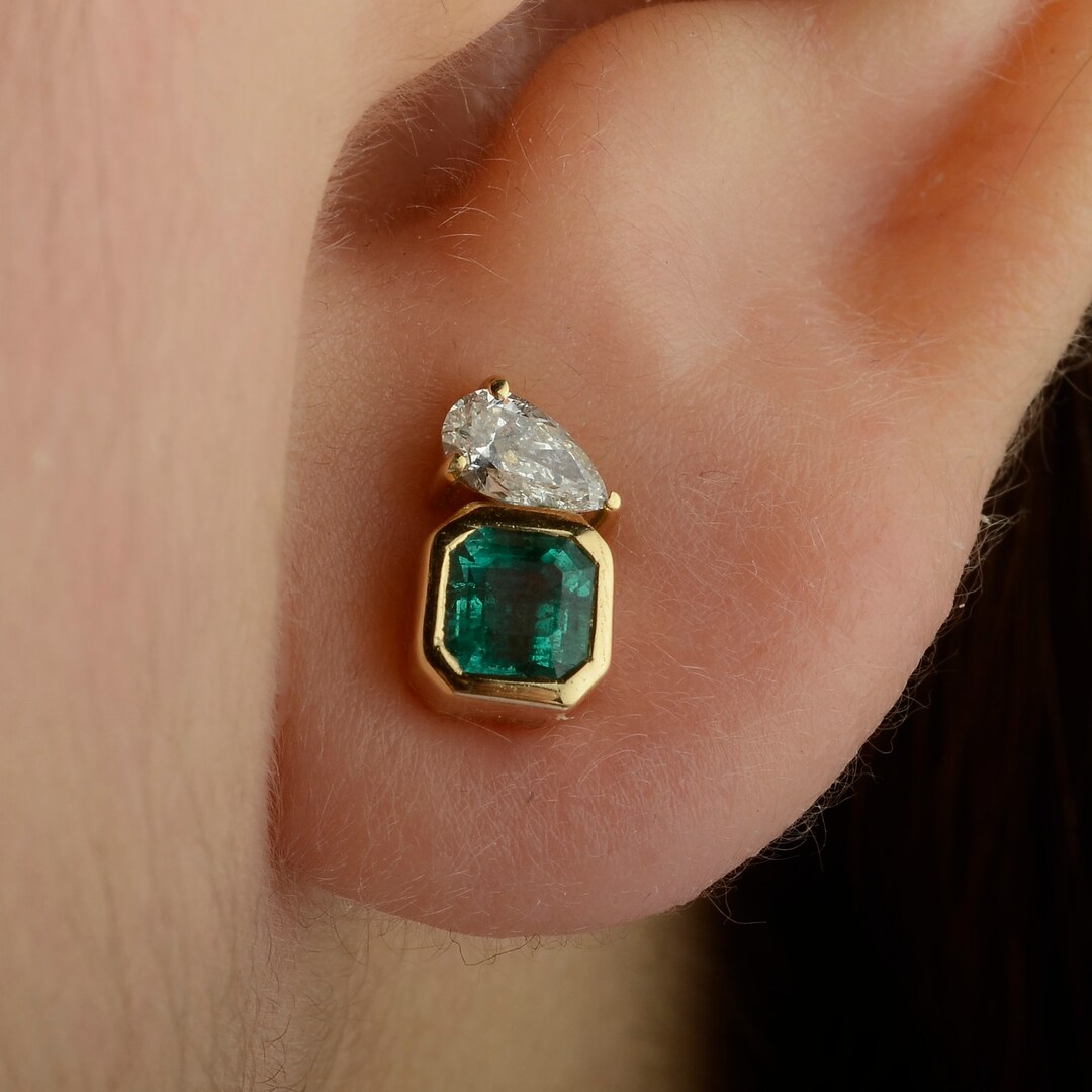 Square cut emerald earrings Clearance