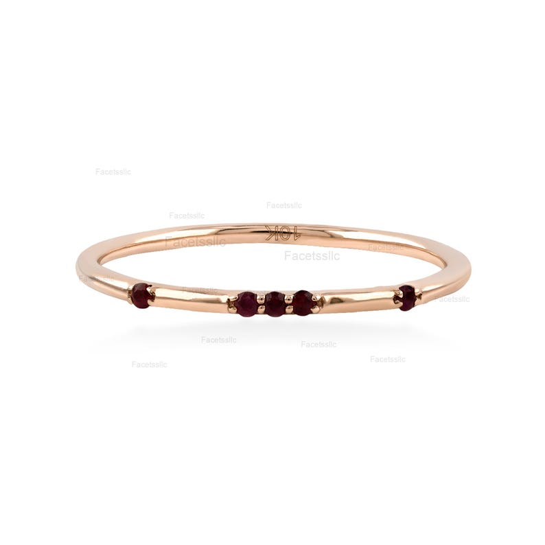 Ruby Stackable Ring: 10K Solid Gold, July Birthstone Band image 15