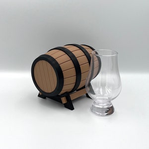 Tan Wooden Barrel Whiskey Glass Holder 3D Print