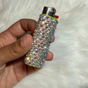 Green AB Blinged Bedazzled Bic Lighter