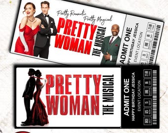Afdrukbaar Broadway-verrassingsticket Pretty Woman, musicalticket voor theatervoorstelling, bewerkbaar nep-evenement muziektheater