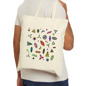 Gift for Diatomist/ Algae art for Scientist/ The colorful Diatoms/ cute microalgae art/ Vivid algae cotton bag